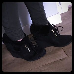 Fuzzy Luxury High Heel Wedges